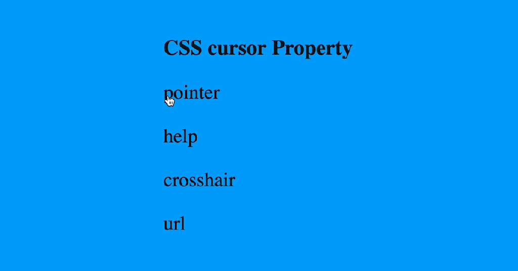 CSS cursor Property